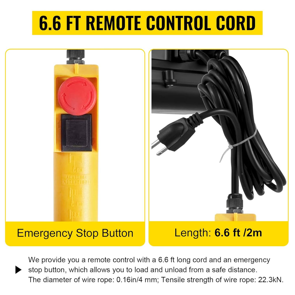 880LBS 110V Electric Hoist with Remote Control Y30118
