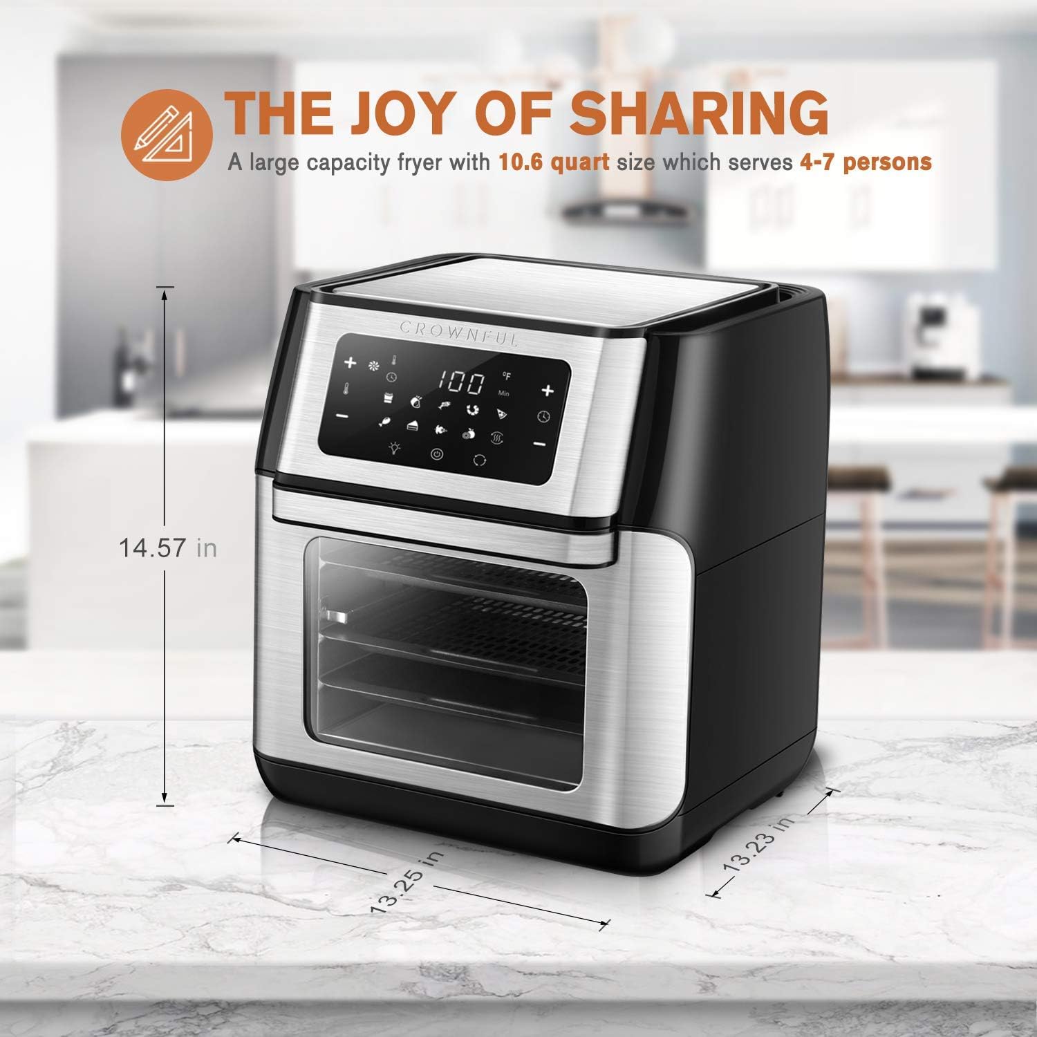 10.6 Quart 10-in-1 Air Fryer Toaster Oven with Rotisserie and Dehydrator S987