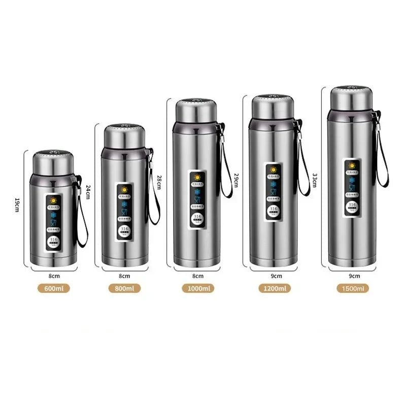 316 Stainless Steel Thermos Bottle LED Temperature Display Vacuum Flask With Tea Separation Filter Leakage-proof Cup 1.0L Y179