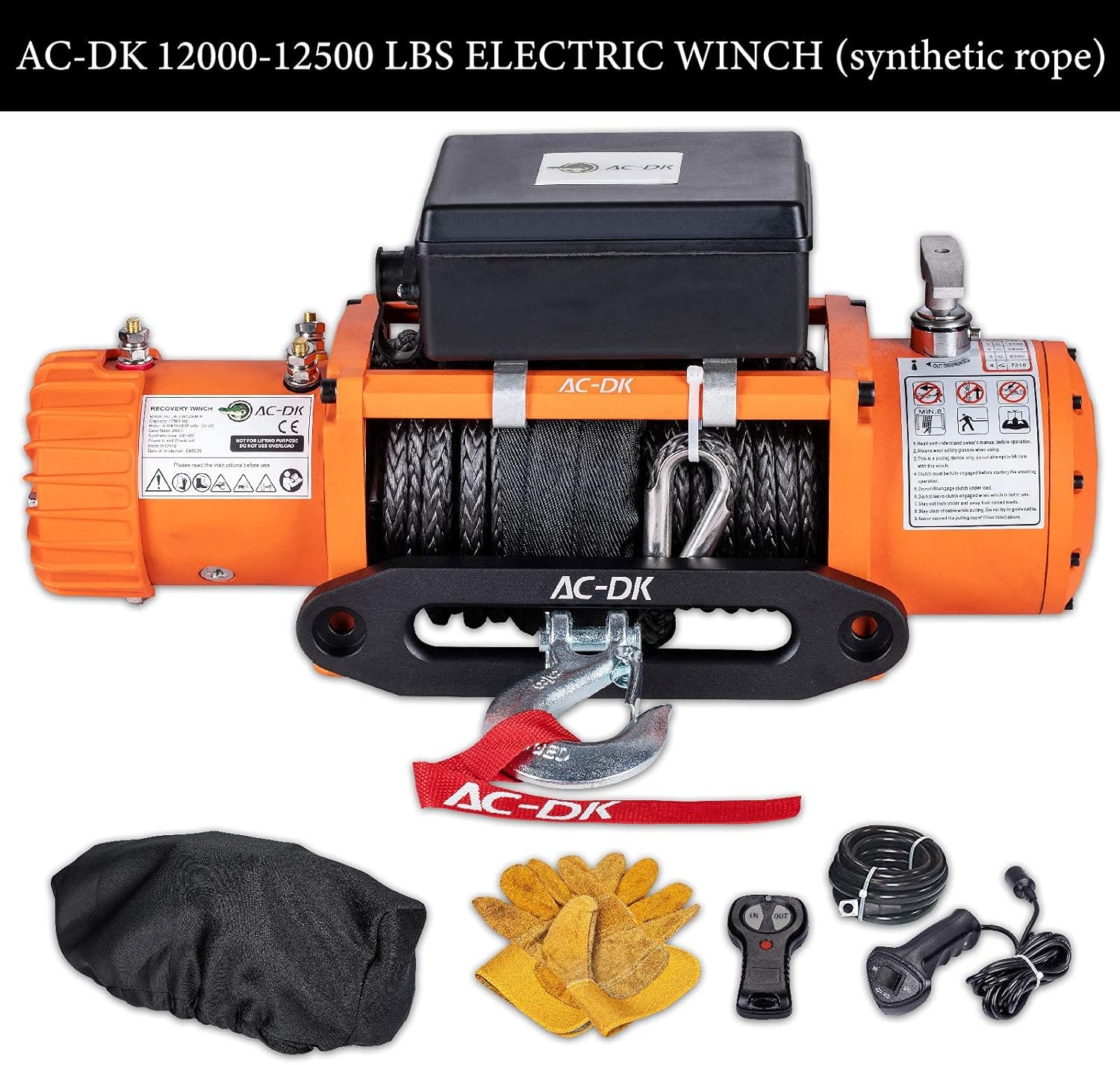 12000 lb Electric Winch with Synthetic Rope, 12V Wireless Remote Waterproof Winch J333