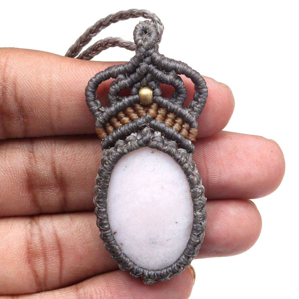Macrame Pink Opal Gemstone Handmade Necklace F53248