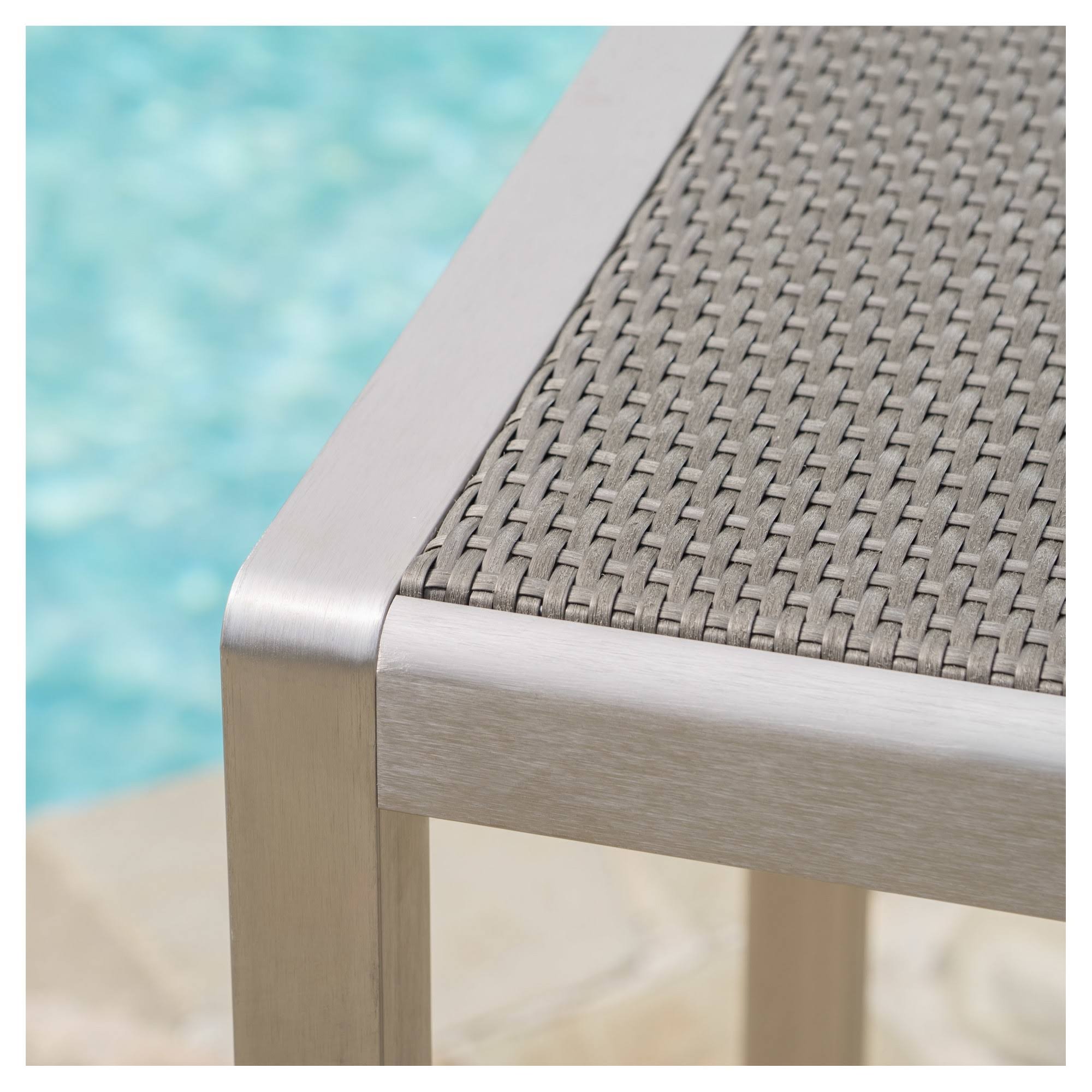 Gray Square Aluminum and Wicker Bar Table F400585