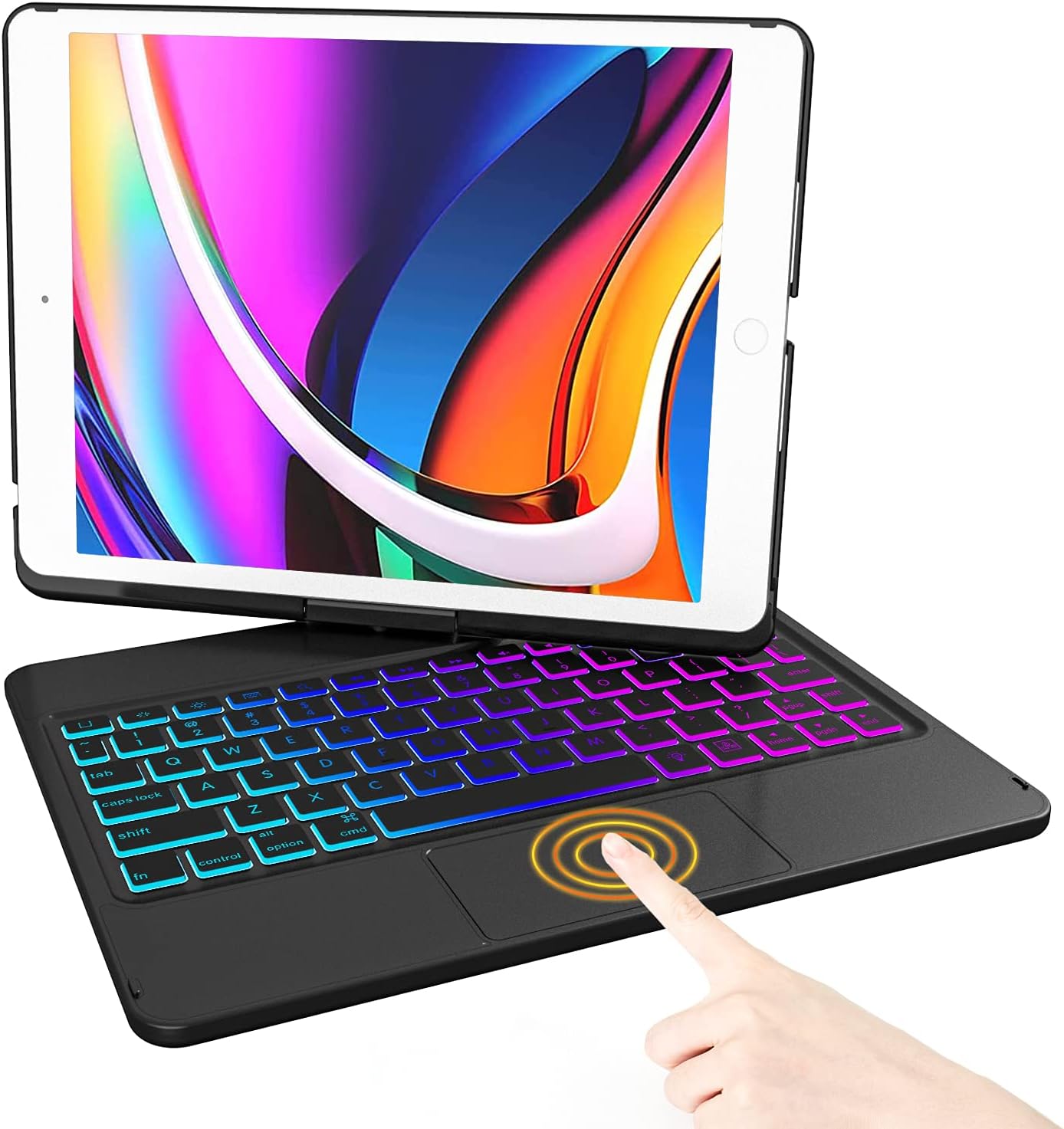 iPad 9th Generation Case with Keyboard and Pencil Holder, Backlit, Touchpad (Purple) E2755