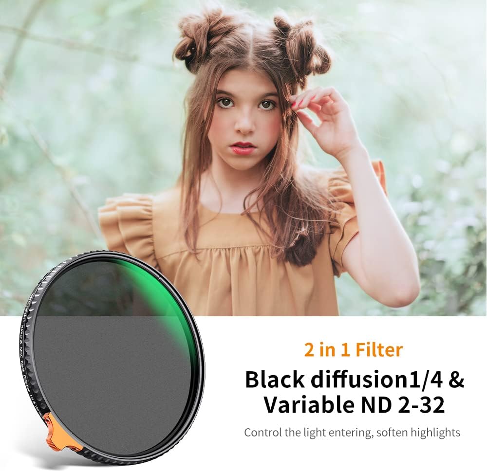 67mm Black Diffusion 1/4 Variable ND2-ND32 ND Filter 2-in-1 P3108