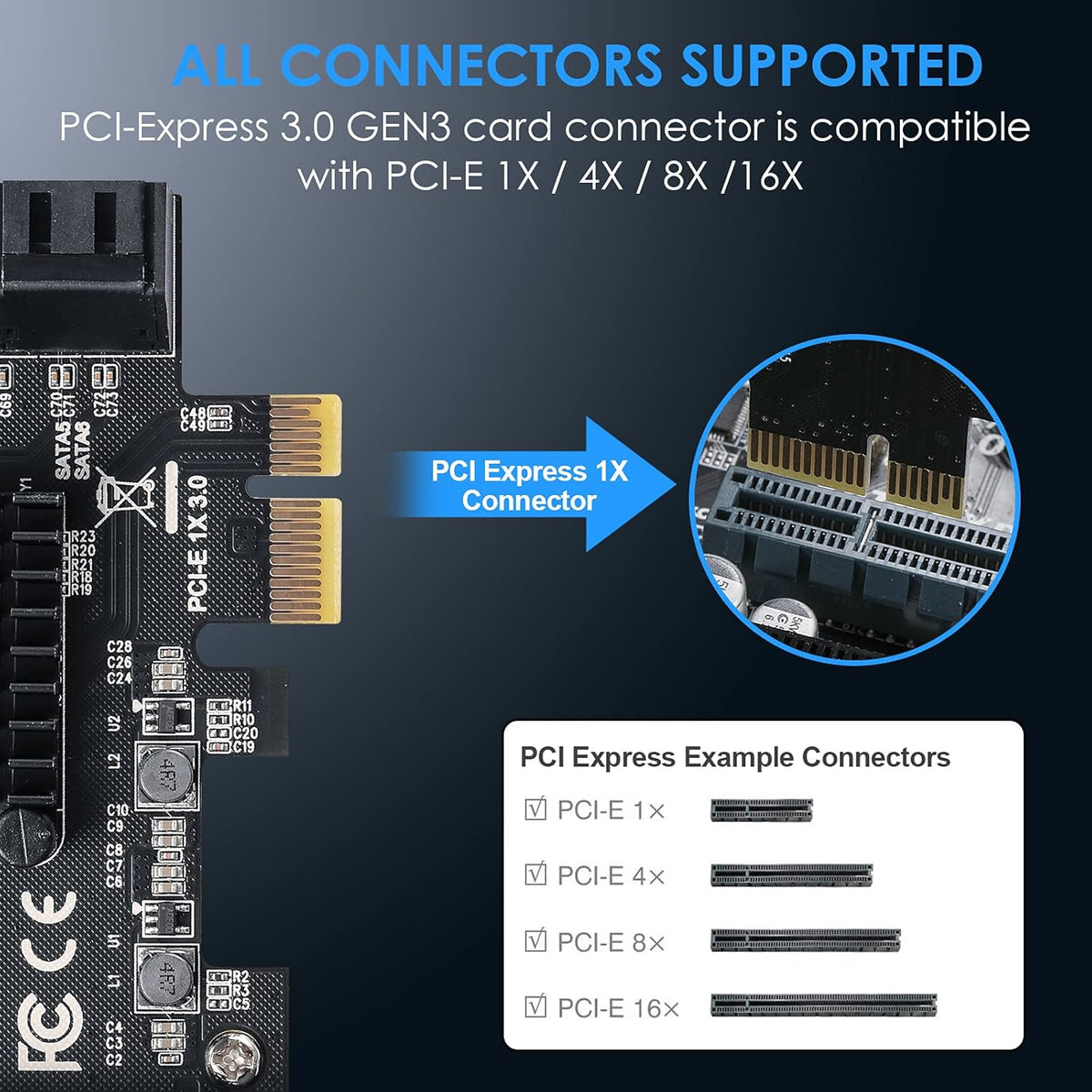 PCIE 16X SATA Card 24 Ports, 6 Gbit/s SATA 3.0 PCIe Card G12385