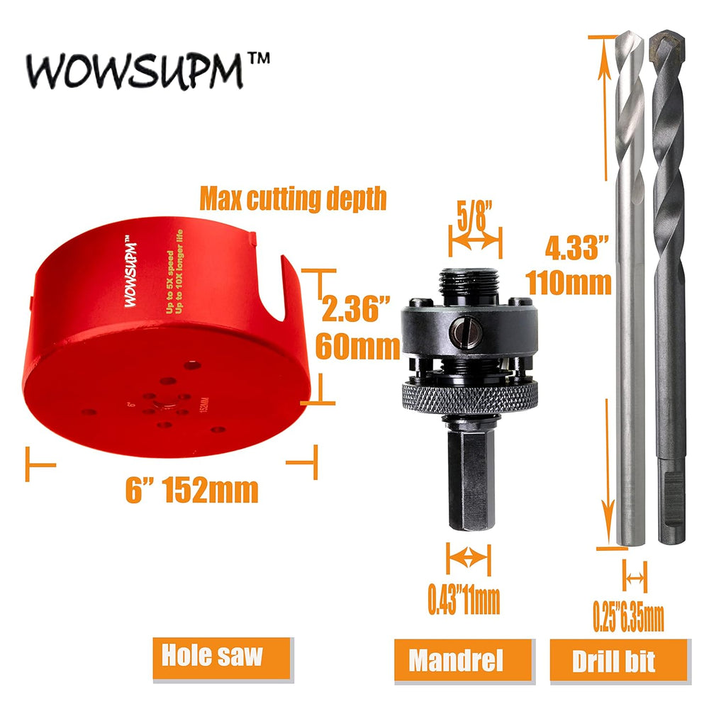6 inch Carbide Tipped Hole Saw Cutter, Pack of 2 T46214