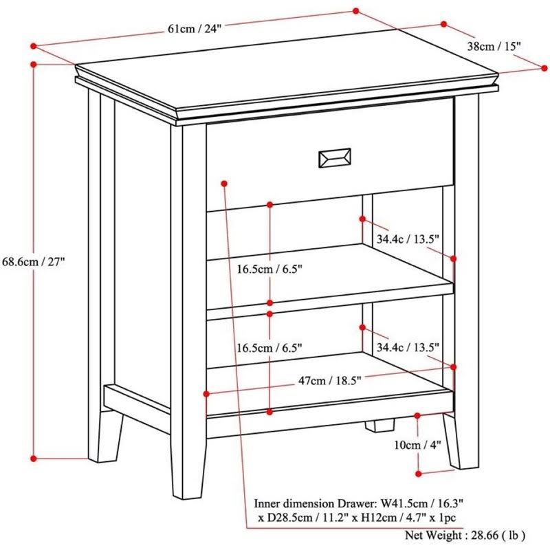 White Solid Wood Bedside Table V134