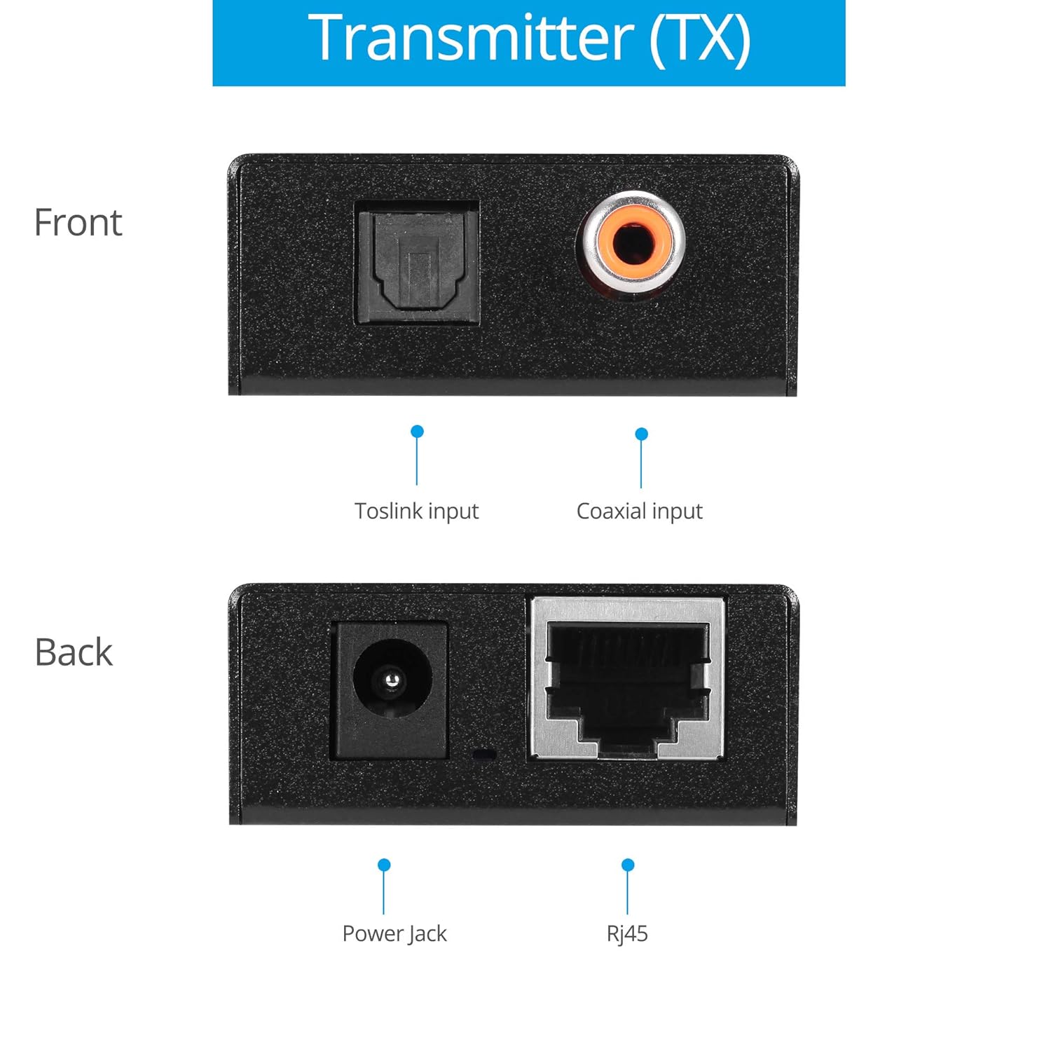 Coaxial Optical Toslink Digital Audio Extender Over CAT5e CAT6 Ethernet Balun Z9273