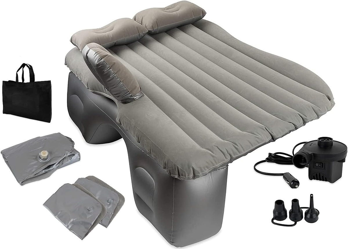 Inflatable Car Air Mattress with Pump, Grey V4230