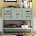 Green Wood Buffet Console Table with Drawers & Open Shelf G390054