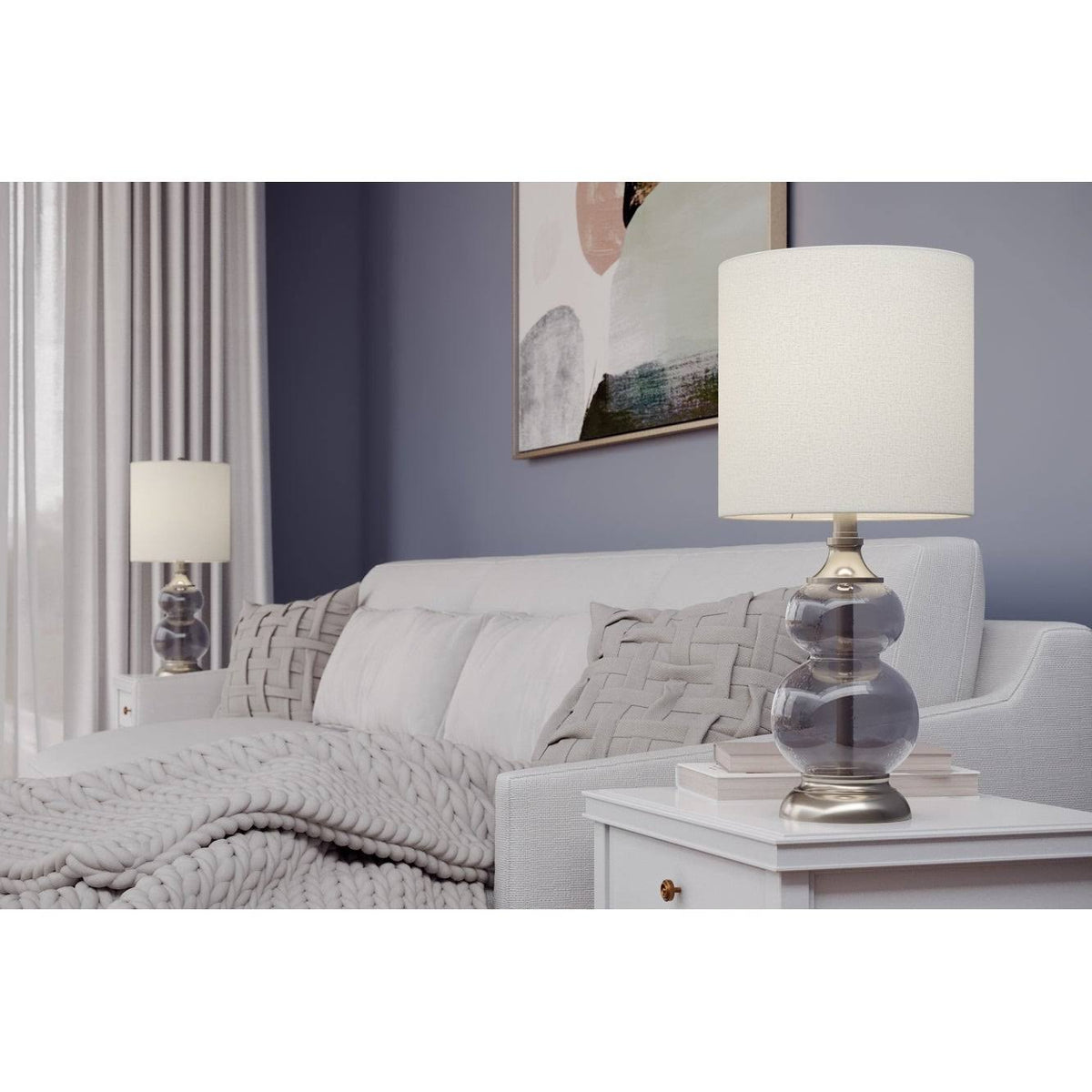 Clear Seeded Glass Accent Lamp Set of 2 U647