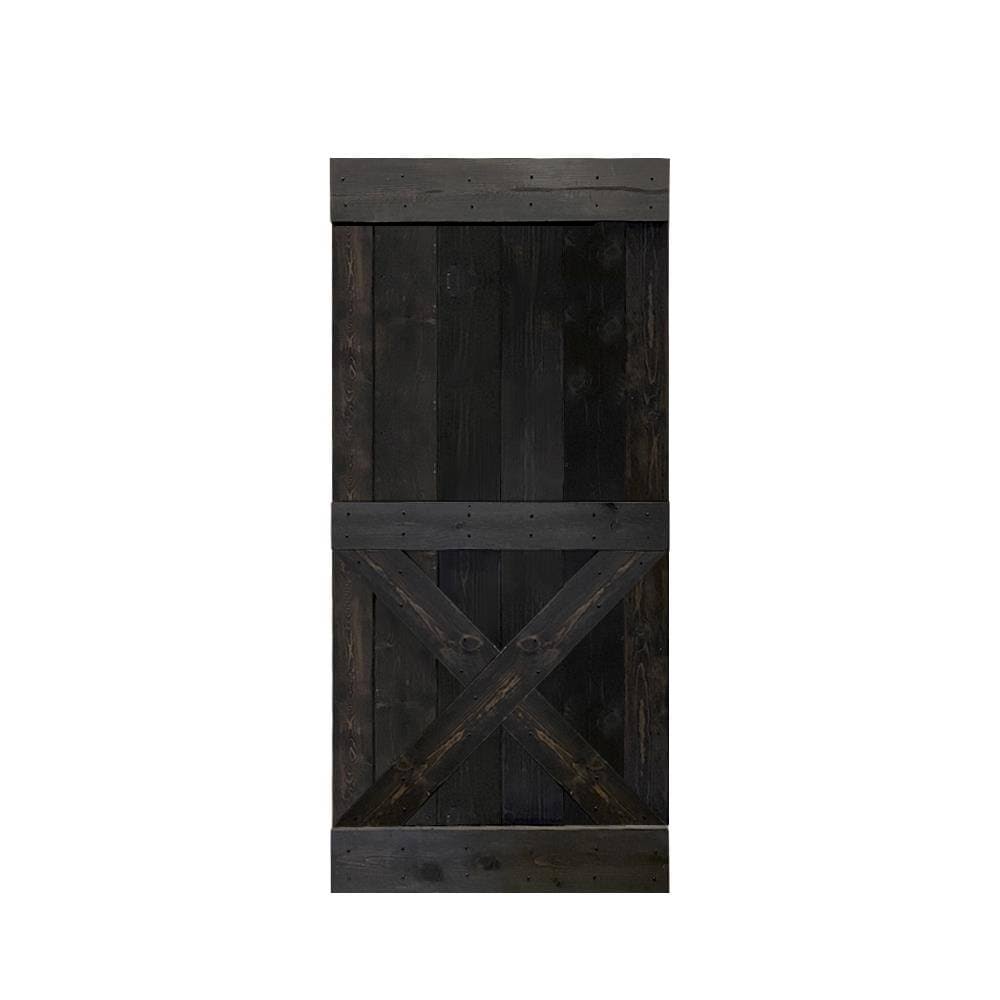Charcoal Black Stained Solid Knotty Pine Wood Interior Sliding Barn Door Slab T9802