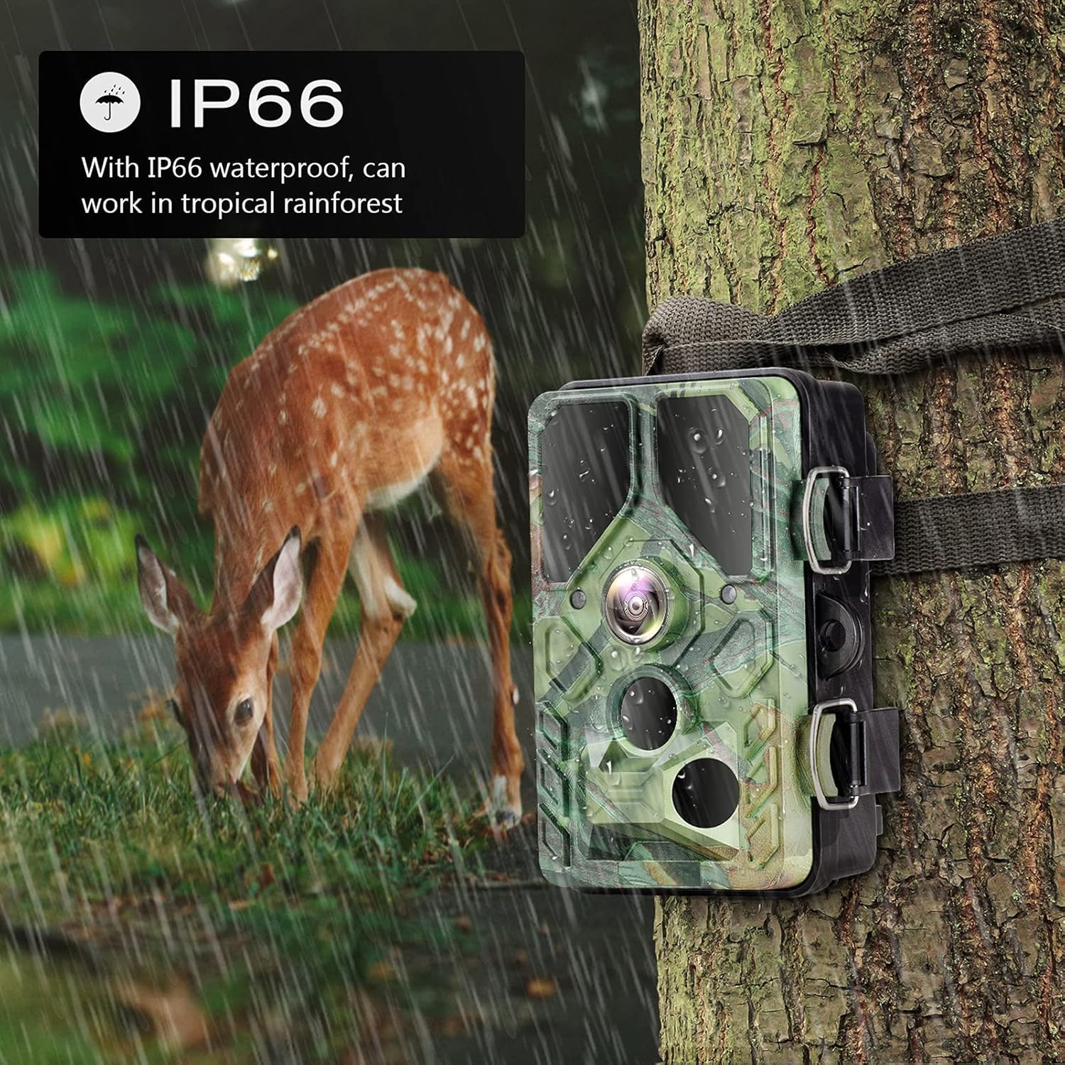 WiFi Trail Camera with Night Vision 65FT Motion Activated IP66 Waterproof Hunting Camera Y3062