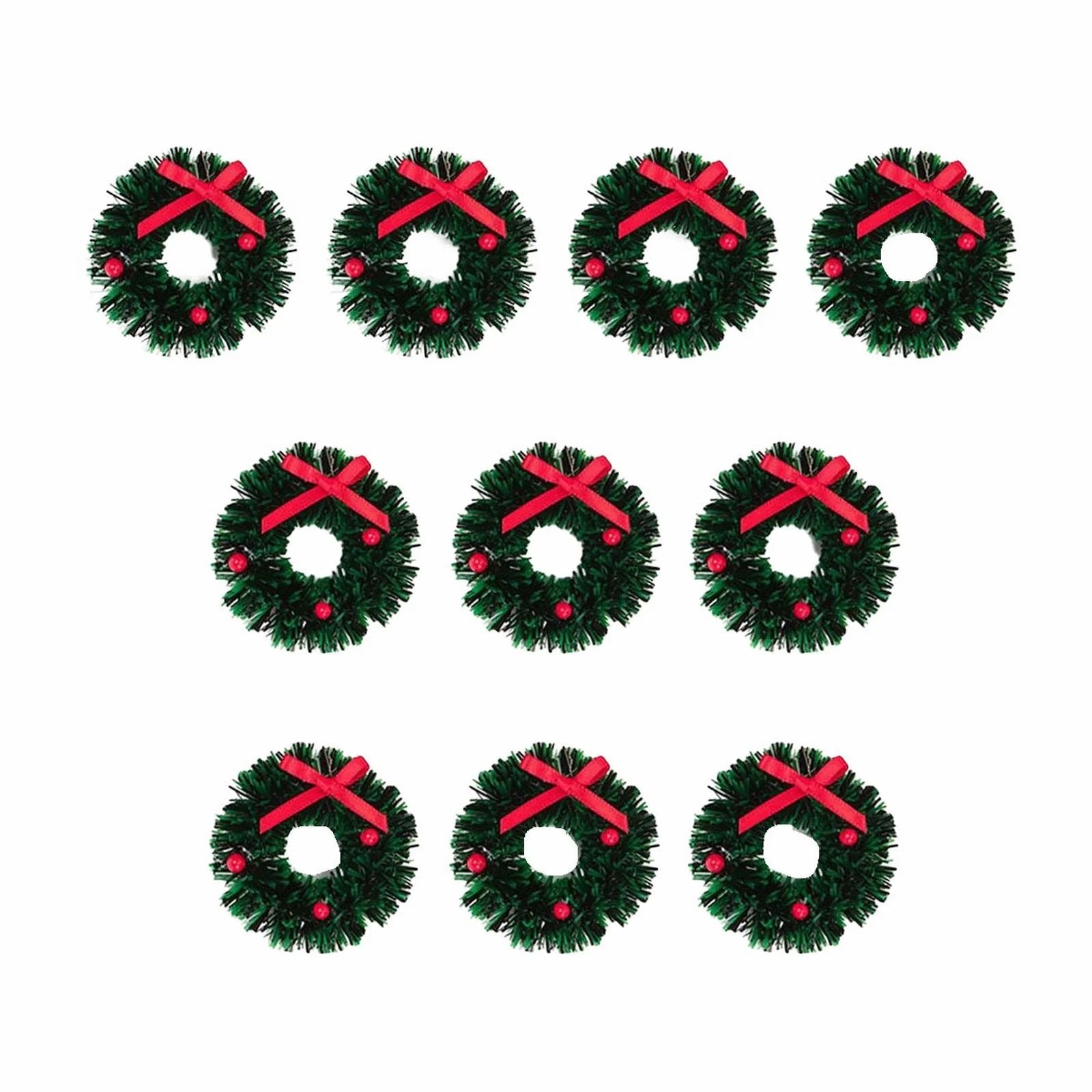 10pcs Mini Wreaths Green Dollhouse Decorations H94261