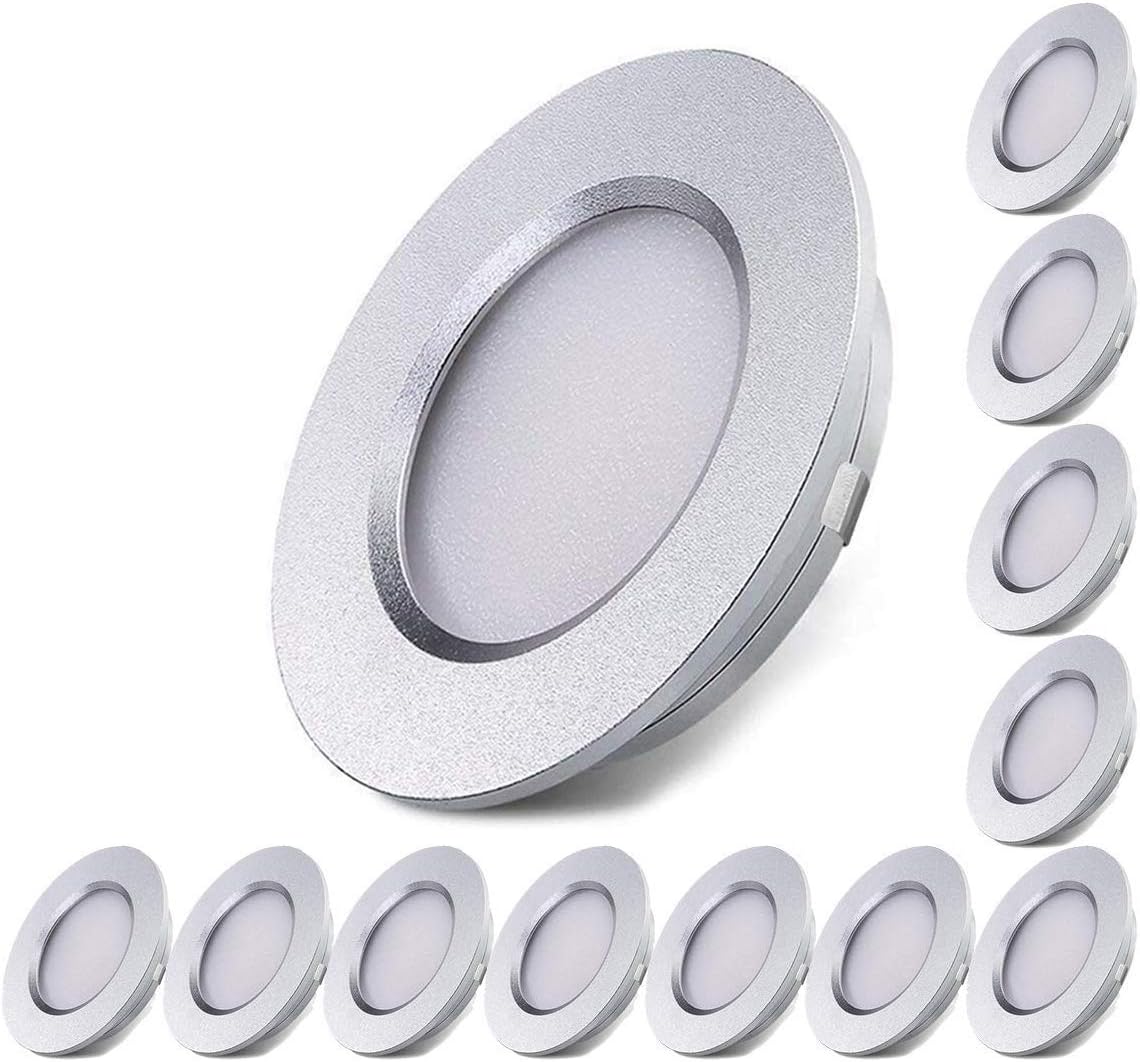 12V LED Recessed Cabinet Lights Waterproof Ultra-Thin 3000K Warm White 12 Pack Q547