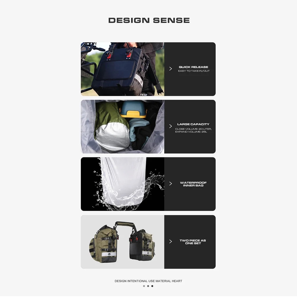 Polyester Motorcycle Side Saddle Bag 20L with Removable Waterproof Inner Bag I706033