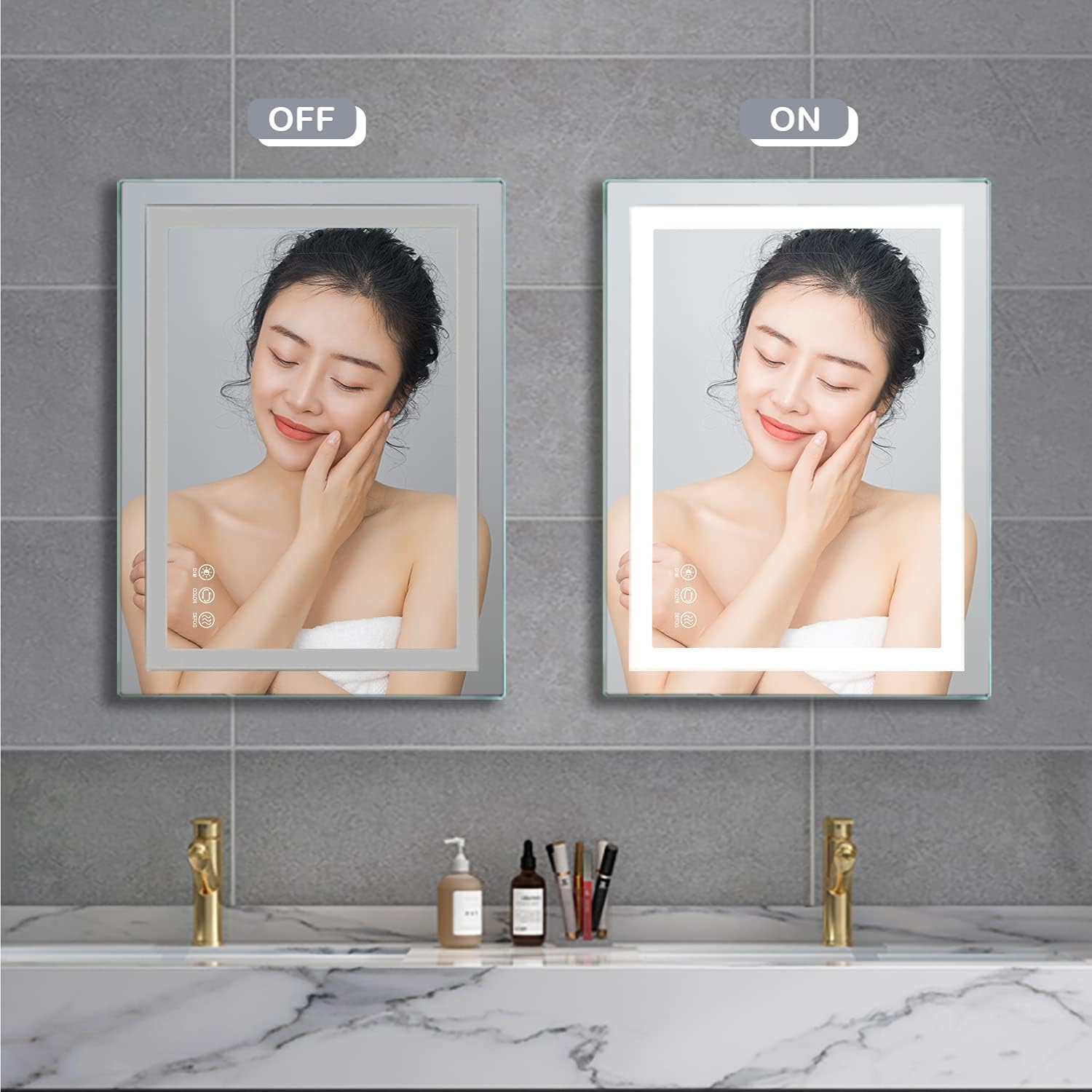 Wall Mounted LED Bathroom Mirror with Anti-Fog N158804