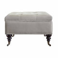 Pearl Gray Tufted Ottoman with Storage and Casters J401