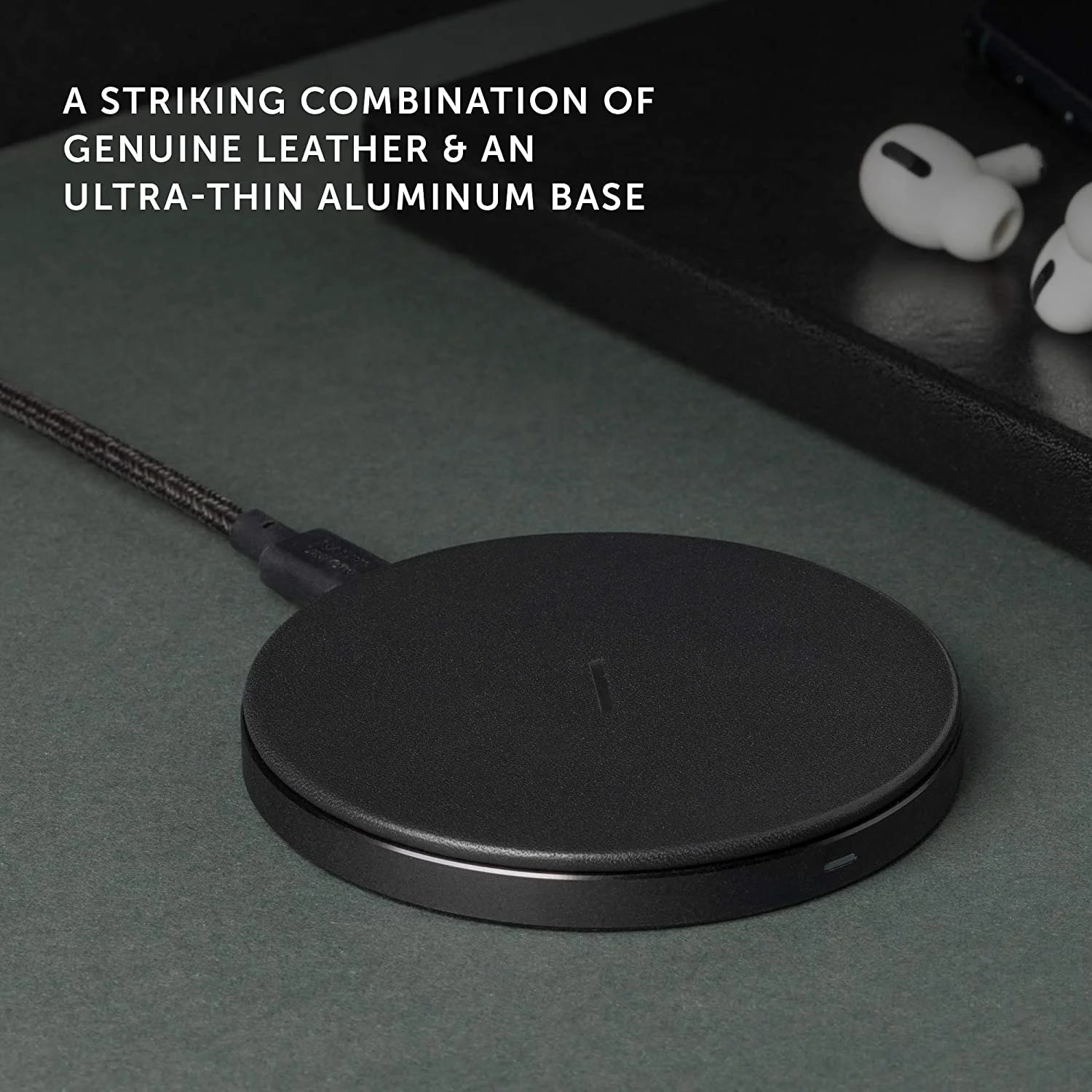 Black Leather Wireless Charger D545