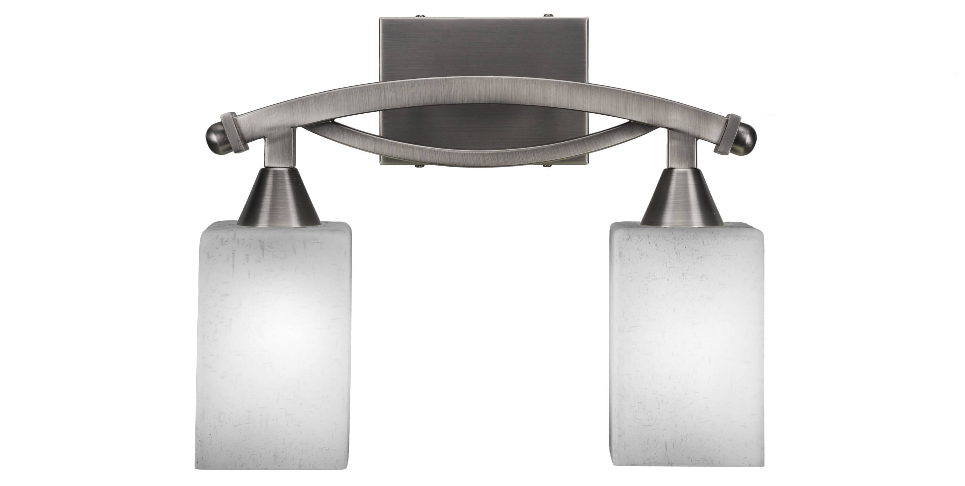 Brushed Nickel 2 Light 16 inch Bath Bar with White Muslin Glass F886181