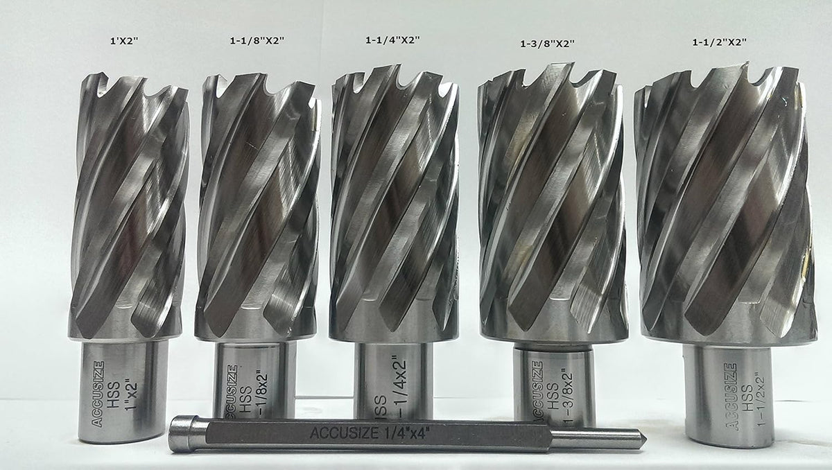 6 Pc Hss Annular Cutters with Pilot Pin R4558