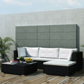 5 Piece Outdoor Sectional Sofa Lounge with Coffee Table and Ottoman Set Cushioned Poly Rattan E4655