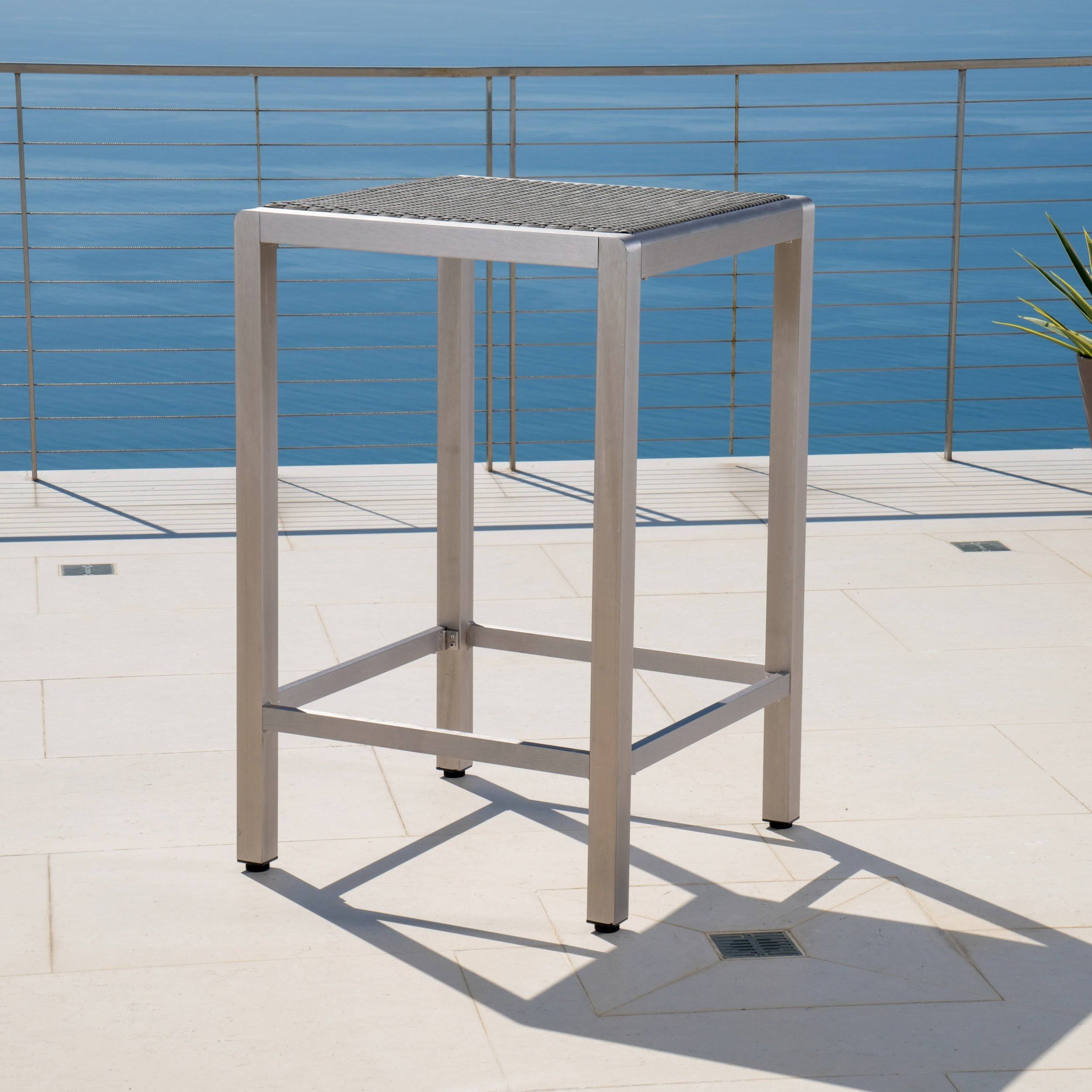 Gray Square Aluminum and Wicker Bar Table F400585