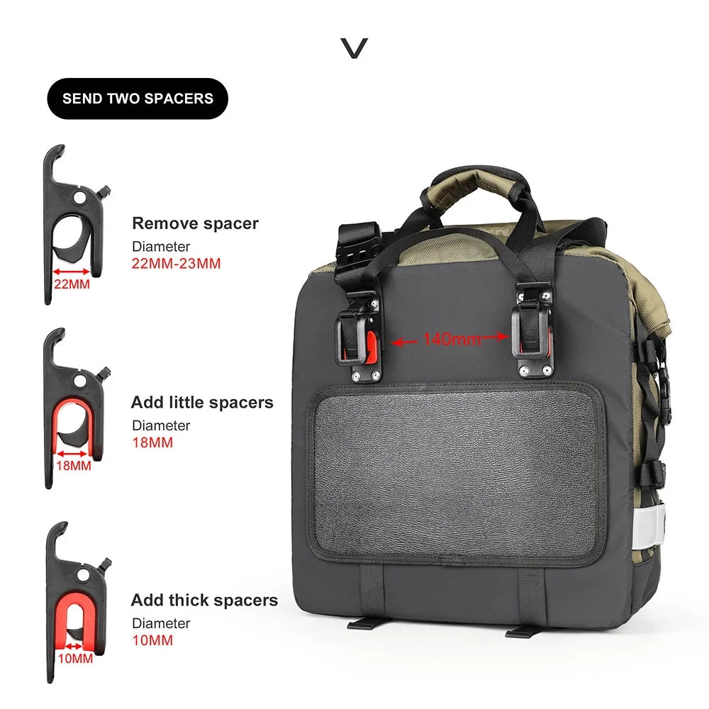 Polyester Motorcycle Side Saddle Bag 20L with Removable Waterproof Inner Bag I706033