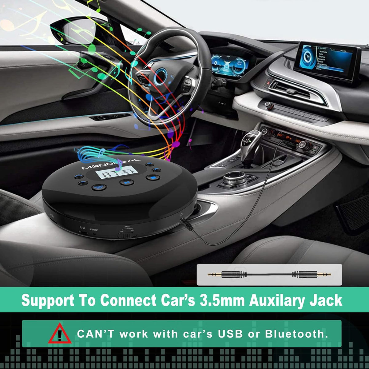 Portable CD Player with FM Transmitter, Anti-Skip Protection, Headphones, Pack of 2 N219493