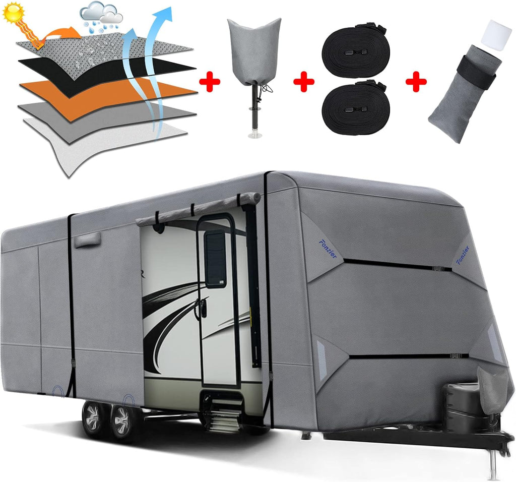 Heavy Duty 5 Layers RV Cover for 26'1 - 28' Motorhome with Gutter Spout Covers N9010