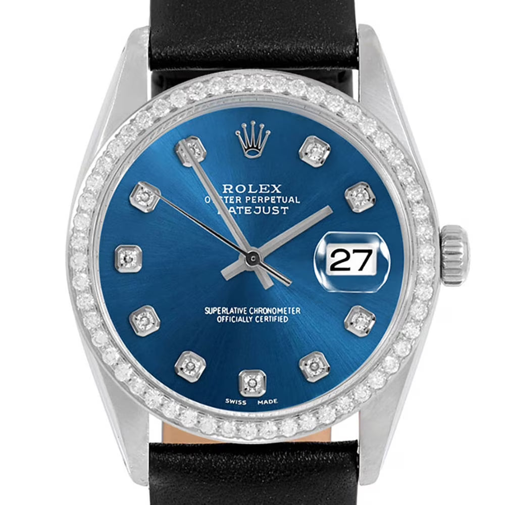 Blue Diamond Leather Strap Wristwatch T8916