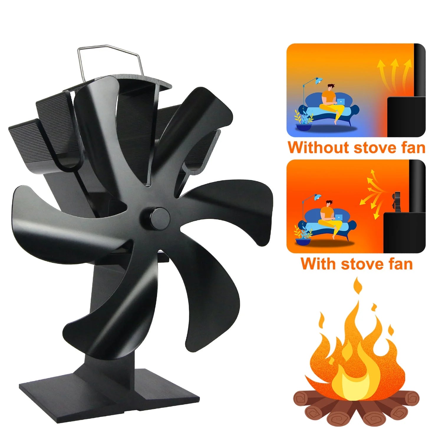6 Blades Wood Stove Fan Z8494