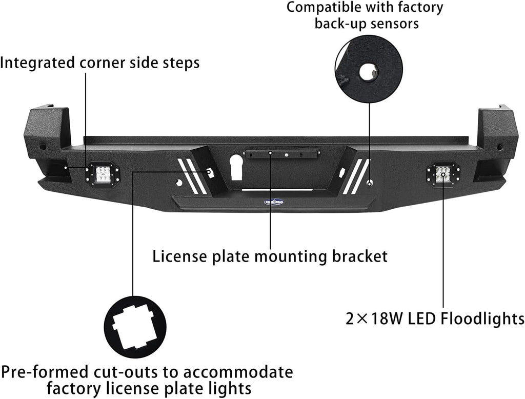 Tacoma Rear Step Bumper with 2 ×18W LED Floodlights O73863