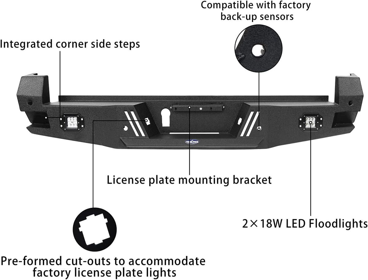 Tacoma Rear Step Bumper with 2 ×18W LED Floodlights O73863