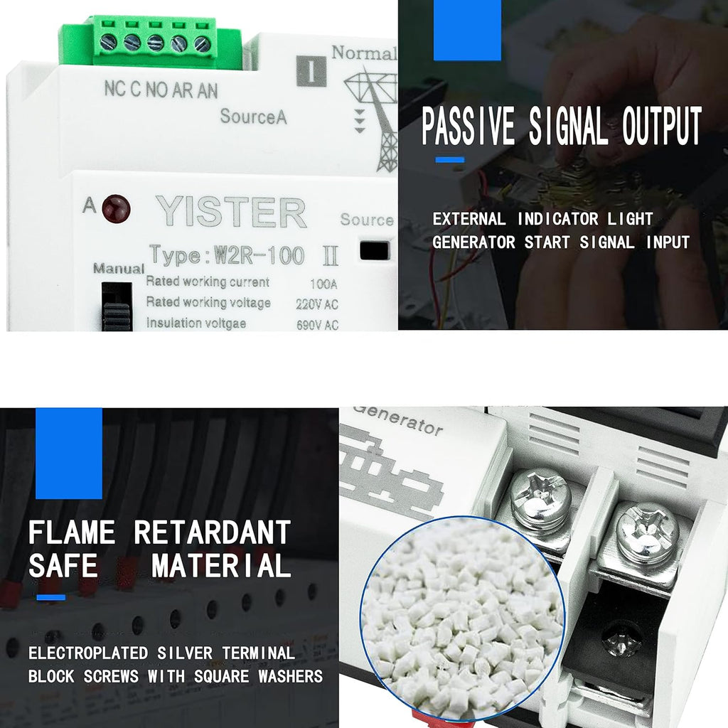 WiFi and RF433 Remote Control Dual Power Automatic Transfer Switch Ats 16-63-100A Rated 220V 240V Din Rail Mounted Controller G33806