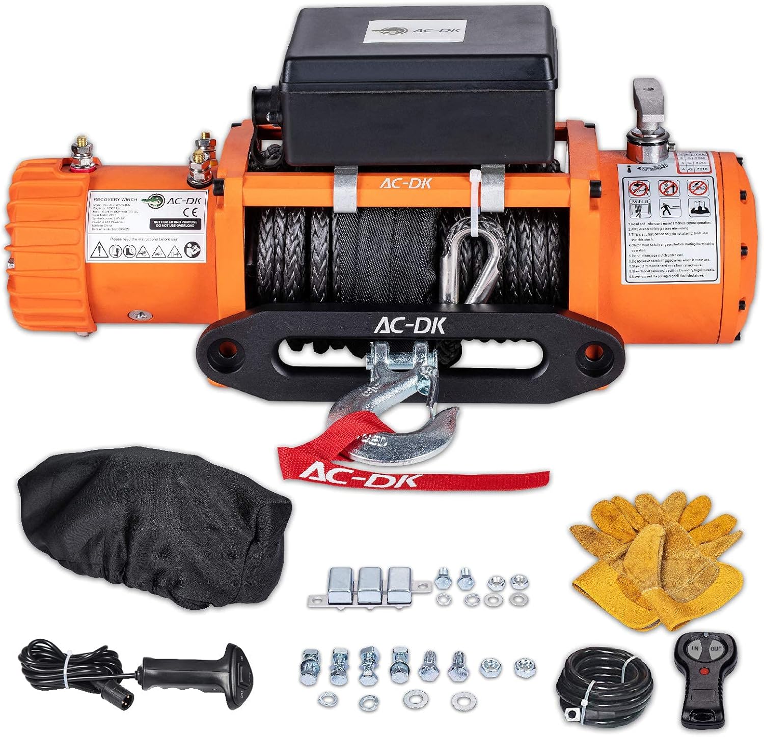 12000 lb Electric Winch with Synthetic Rope, 12V Wireless Remote Waterproof Winch J333