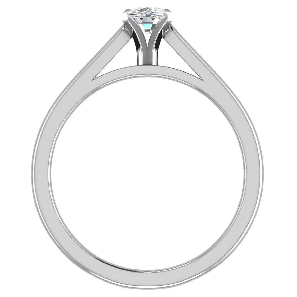Cushion Solitaire 4-Prong 0.75 Carat 18K White Gold Engagement Ring Q6086