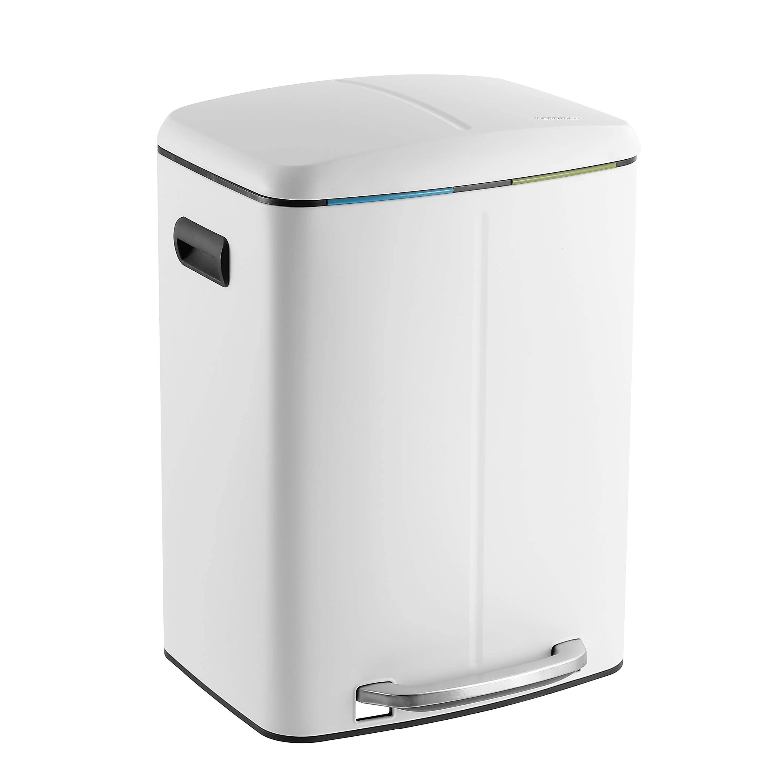 White 10.5-Gallon Double Bucket Trash Can with Lid S282492