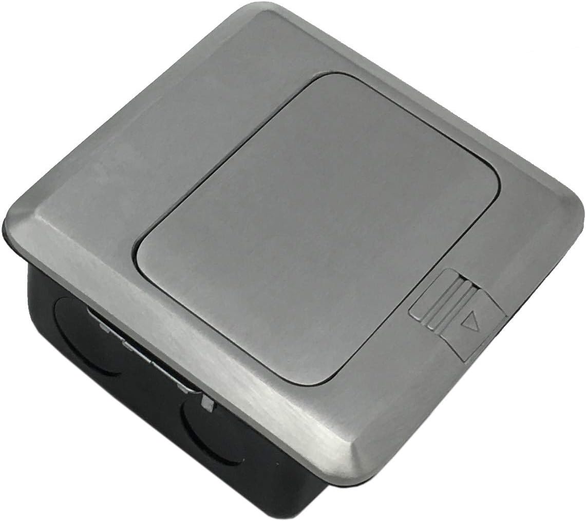 USB Pop Up Receptacle Floor Outlet Countertop Box, Brushed Stainless, Pack of 2 S483593