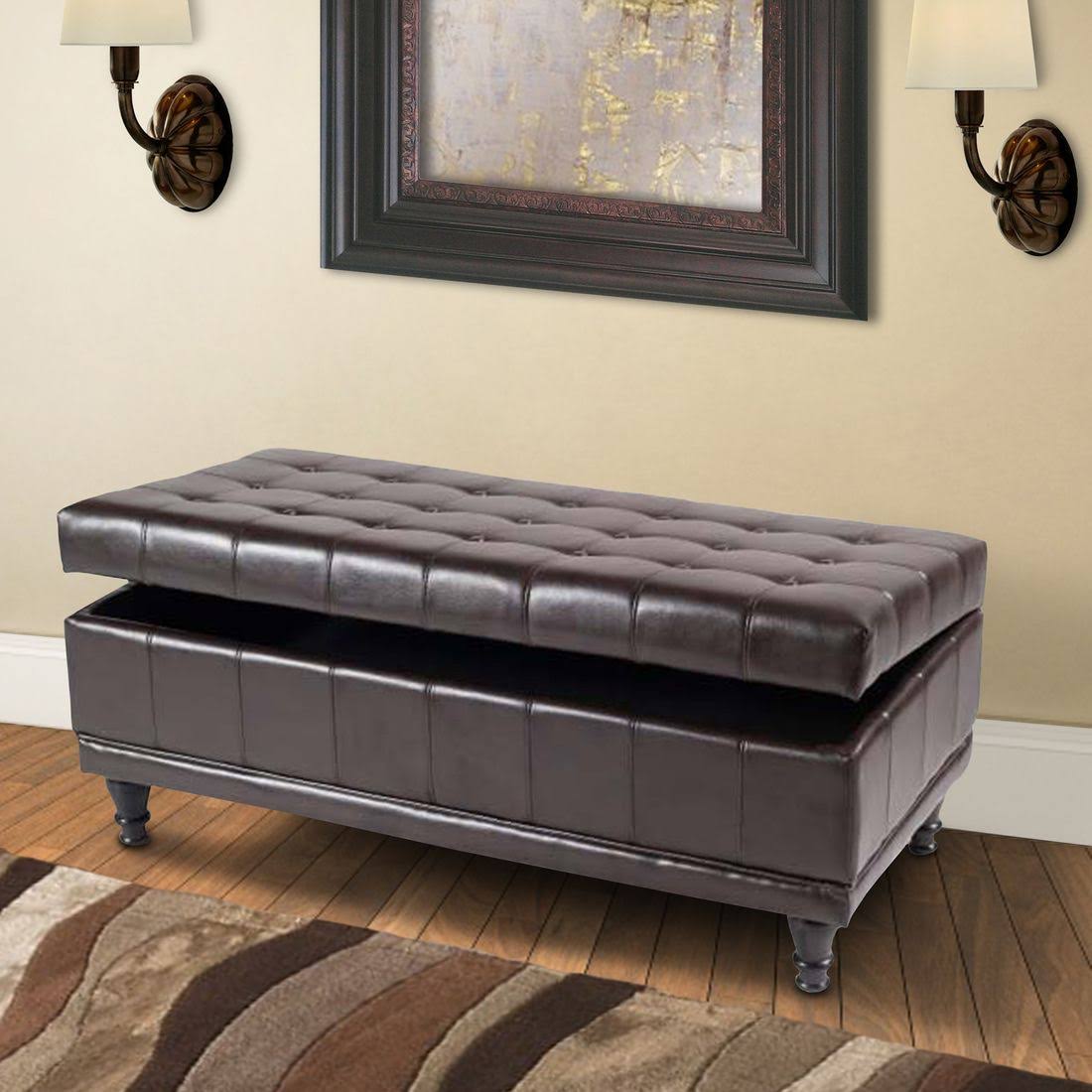 Espresso Bonded Leather Bench Q774270
