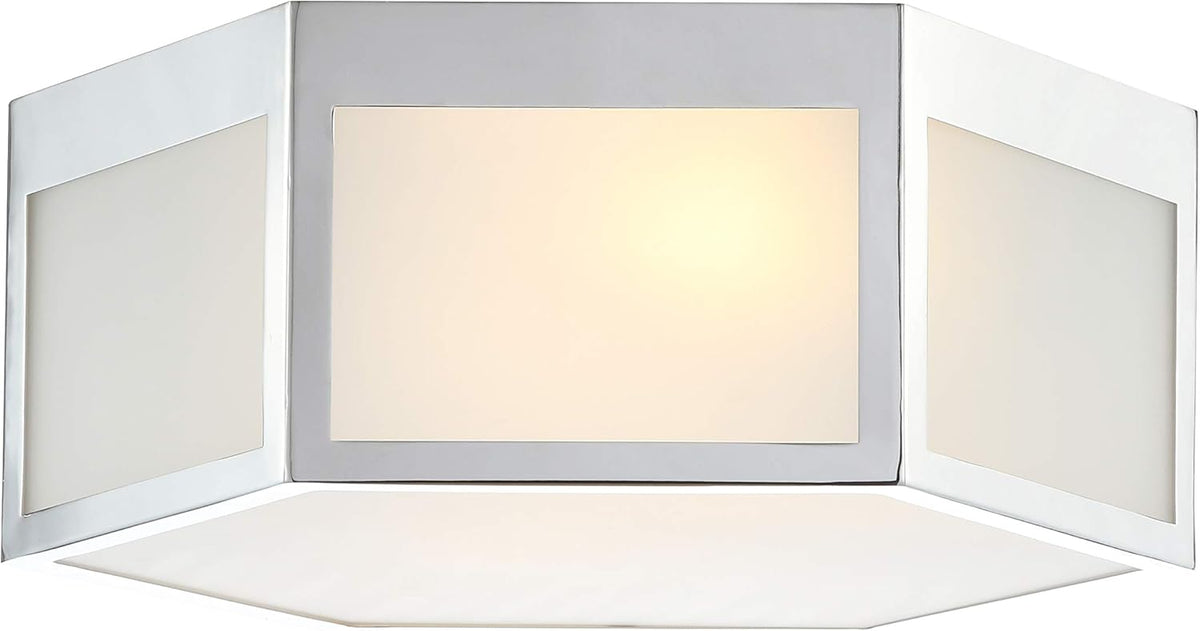 15.75" Hexagon Metal Frosted Glass LED Flush Mount C48029