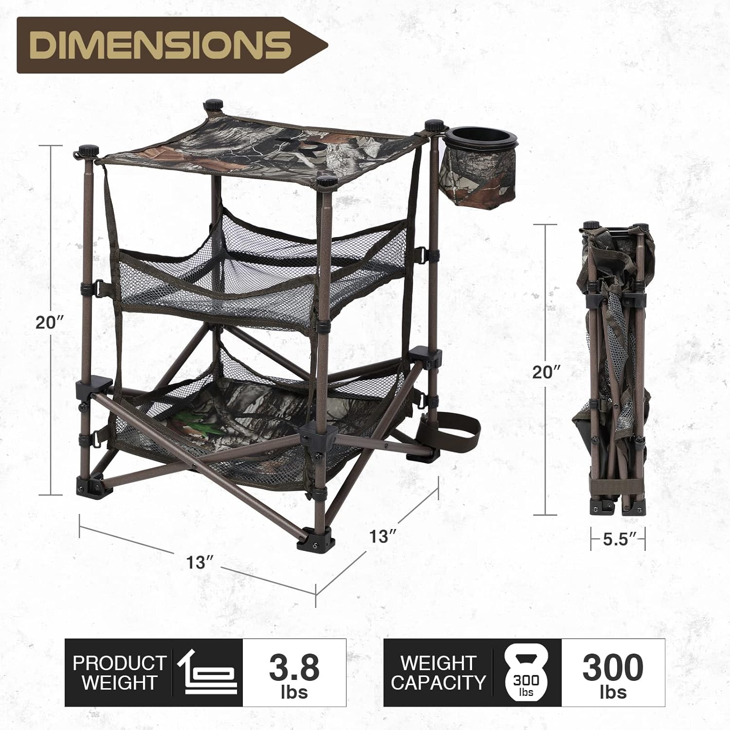 Portable Folding Camping Side Canvas Table 3 Layer D302