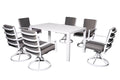7 Piece Aluminum Outdoor Dining Set with 6 Swivel Chair Padded Cushion I739941