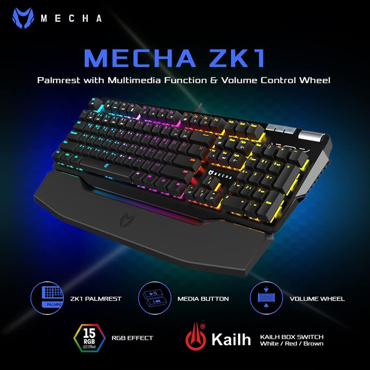 Wired Mechanical Gaming Keyboard with RGB Aluminum Top B70674