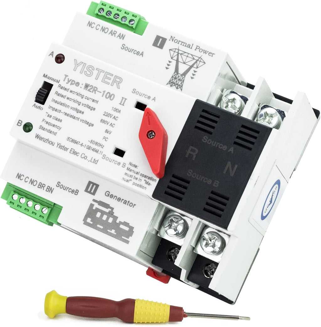 WiFi and RF433 Remote Control Dual Power Automatic Transfer Switch Ats 16-63-100A Rated 220V 240V Din Rail Mounted Controller G33806
