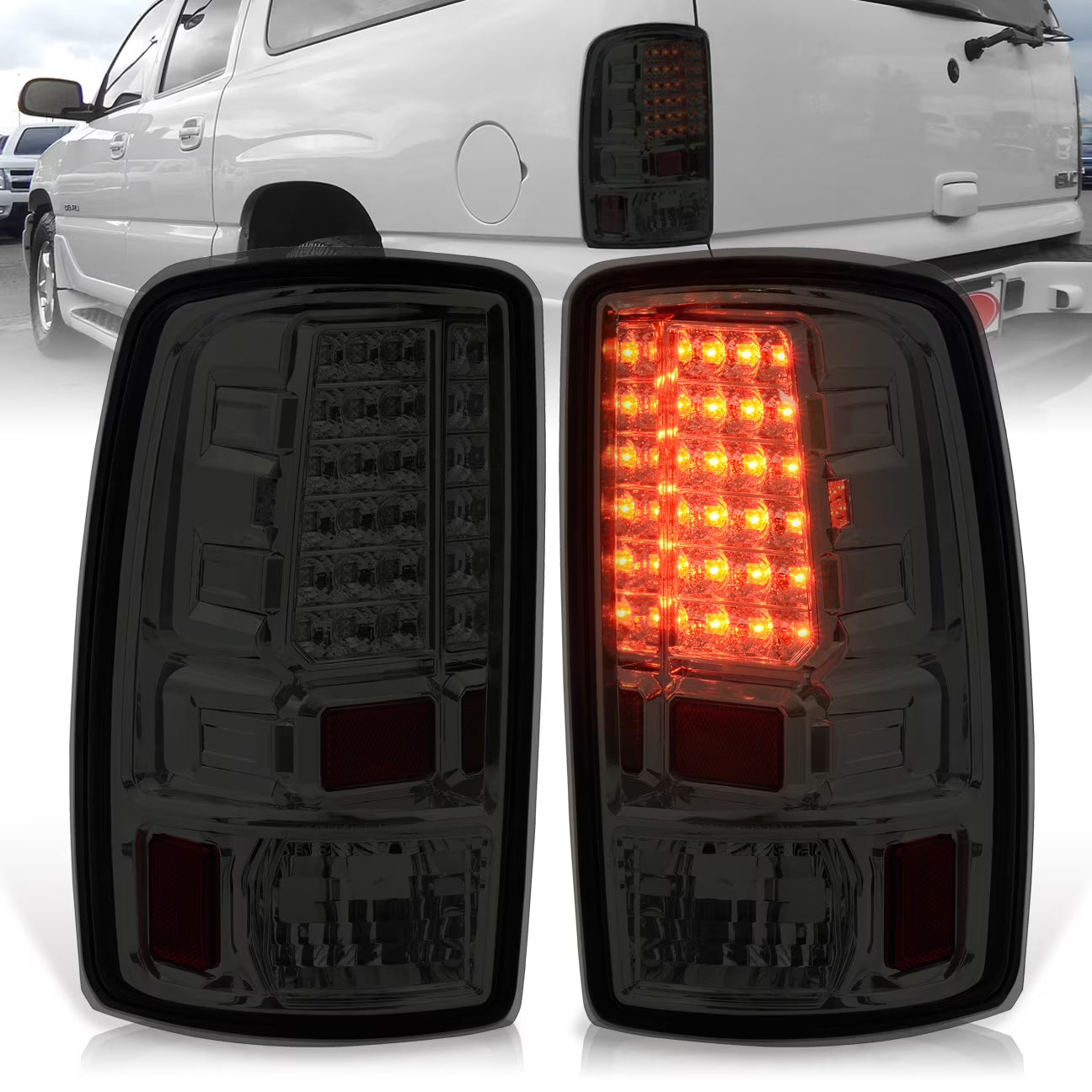 Smoked Chrome Housing LED Tail Lights Brake Stop Lamps F8947