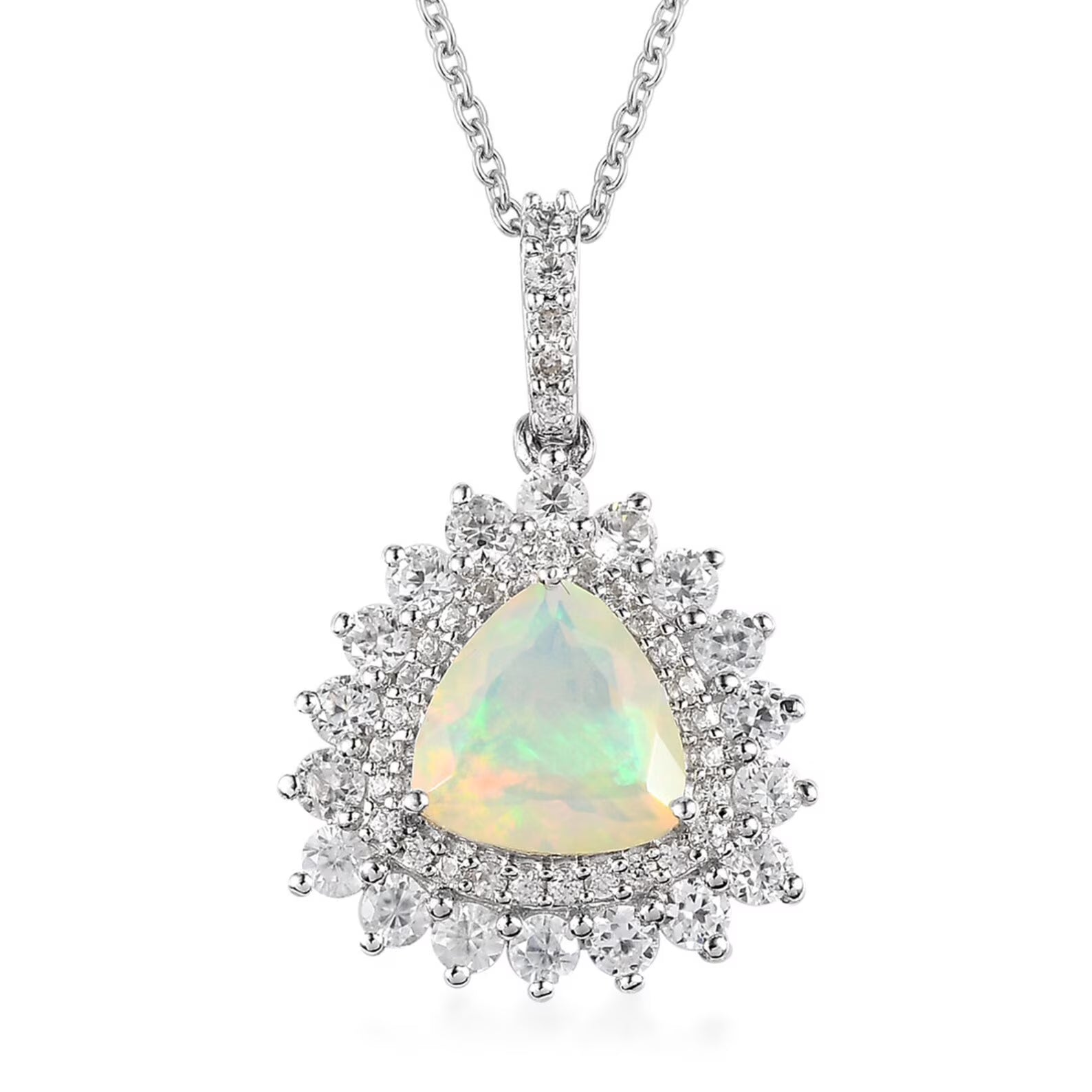 Natural Ethiopian Welo Opal 925 Sterling Silver Pendant Necklace I3242