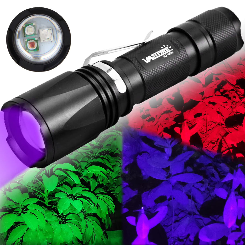 Zoomable Green Red UV Flashlight Black Light Tactical Torch T7254