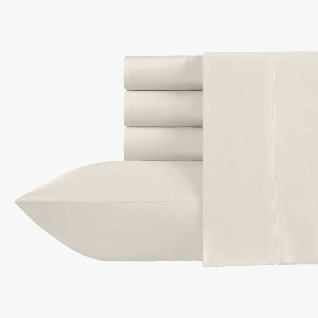 Ivory Split King 100% Cotton Sateen Sheets Set S39823