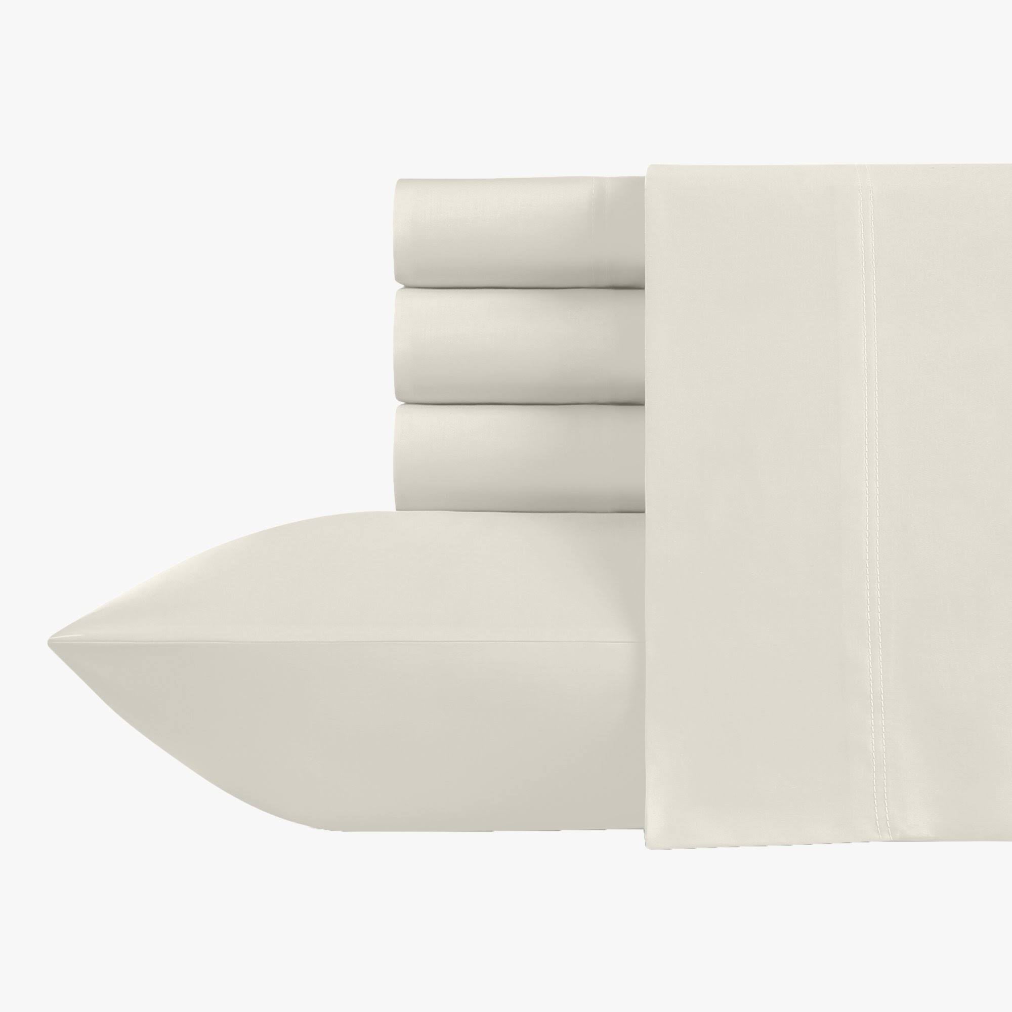 Ivory Split King 100% Cotton Sateen Sheets Set S39823